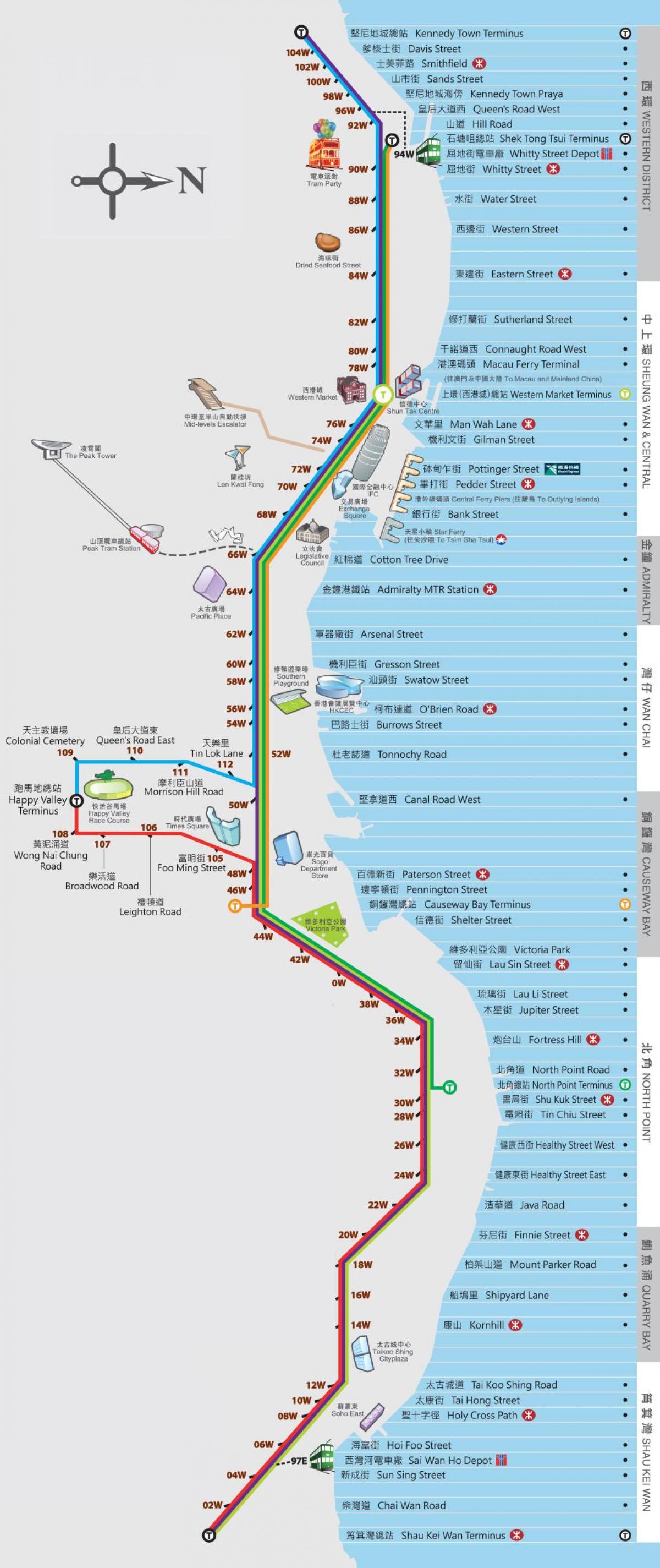 Hong Kong ding ding tram ramani