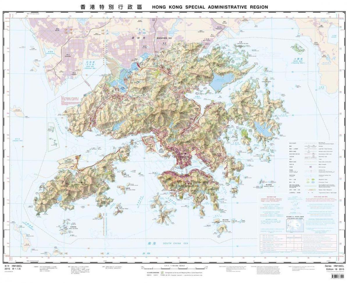 topographic ramani ya Hong Kong